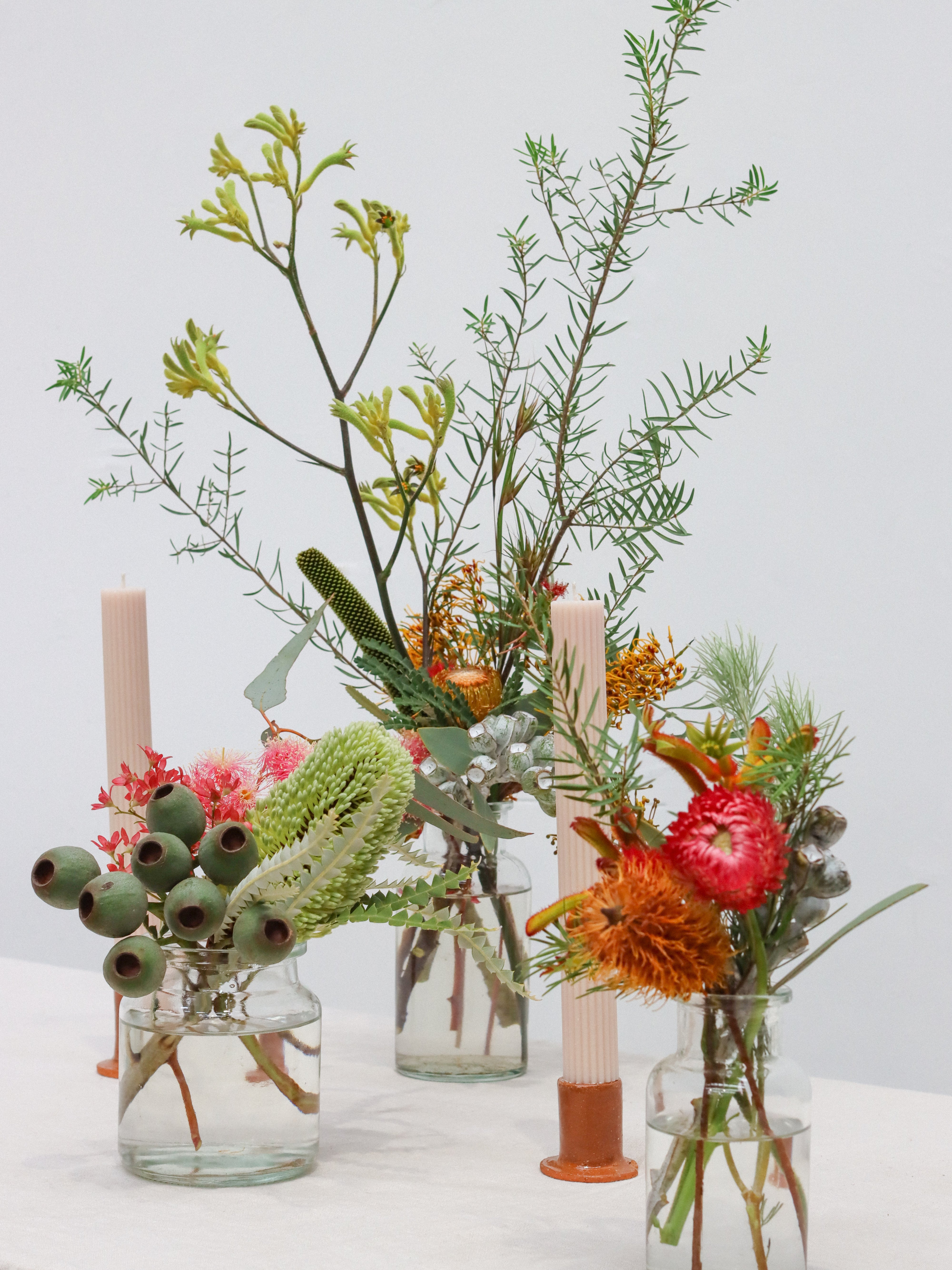 Festive Trio of Bud Vases